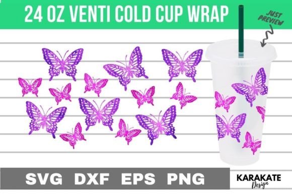 Butterfly, 24 Oz Venti Cup Wrap
