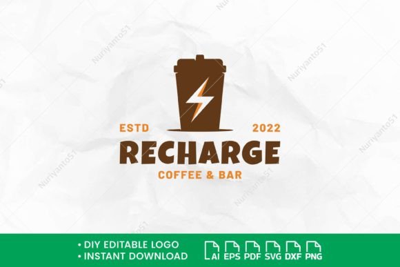 Coffee Thunder Bolt Paper Cup Logo