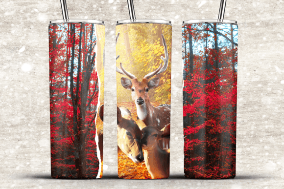 Deer Hunting Fall Tumbler 20oz Skinny