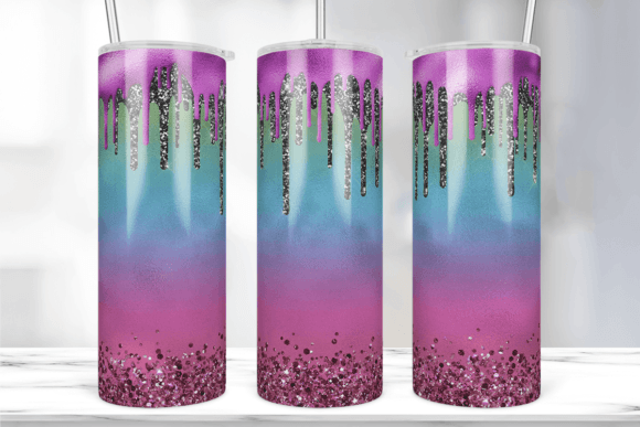 Dripping Pastel Glitter Tumbler Wrap