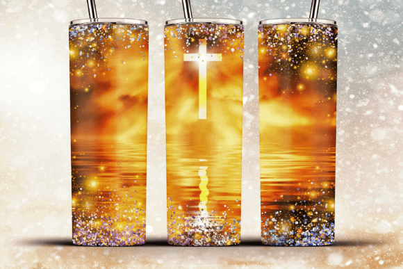 Fall Jesus Cross Glitter 20oz Tumbler