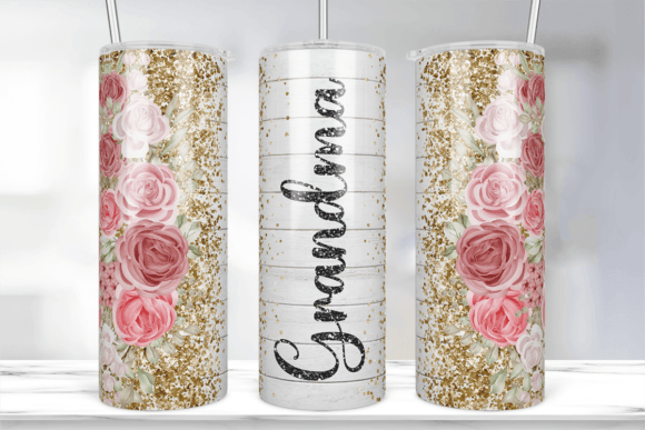 Grandma Pink Rose Tumbler Wrap