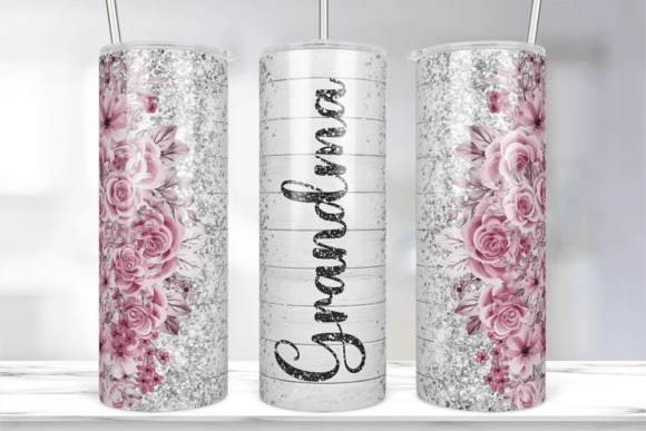 Grandma Purple Floral Tumbler Wrap Png