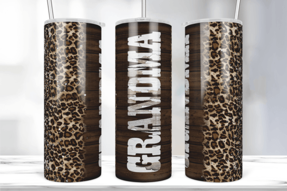 Leopard Wood Grandma Tumbler Wrap