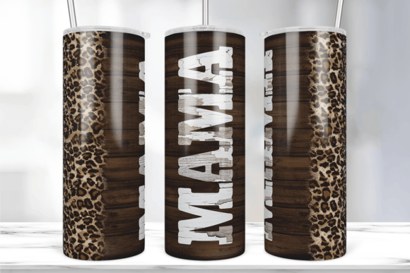 Mama Leopard Black Glitter Tumbler Wrap