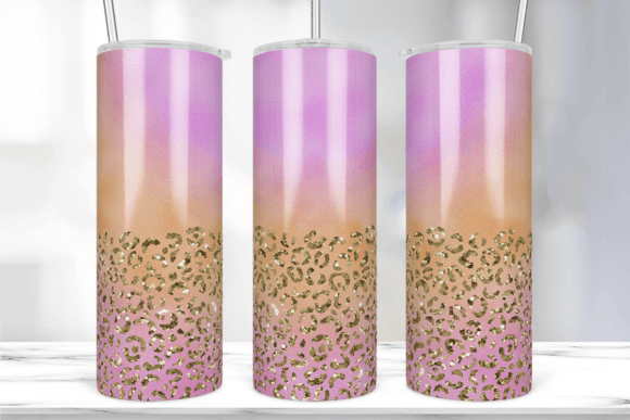 Pastel Glitter Leopard Tumbler Wrap