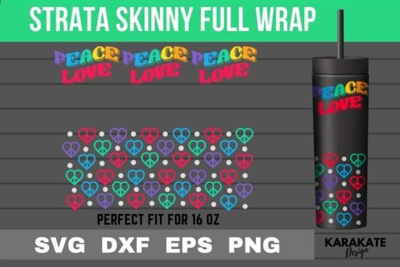 Peace Heart 16 Oz Strata Skinny Wrap SVG