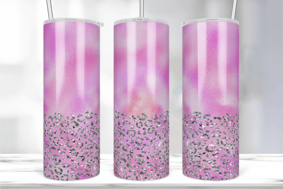 Pink Pastel Glitter Leopard Tumbler Wrap