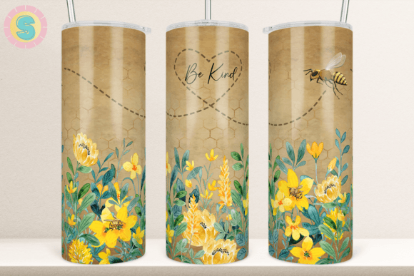 Seamless Bee Kind Tumbler Wrap Design