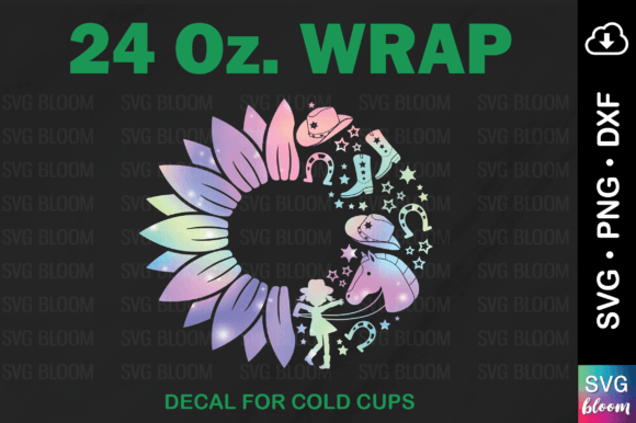 Sunflower Cowgirl Tumbler Wrap 24 Oz