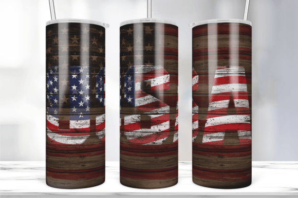 USA Wood Flag Tumbler Wrap