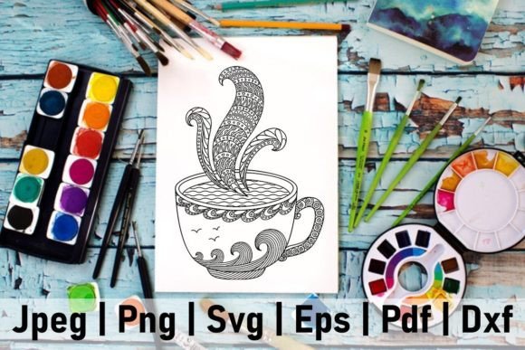 Zentangle Vector Cup of Tea Coffee